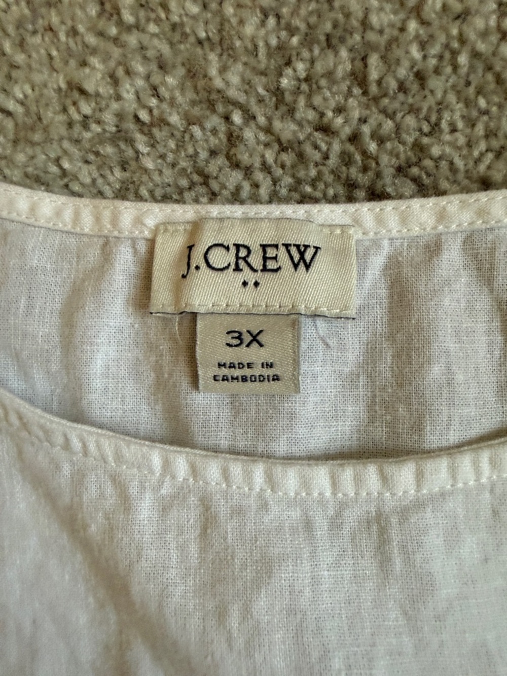 J. Crew Linen Tee in Cream with Subtle Gold Trim - Picture 2 of 3